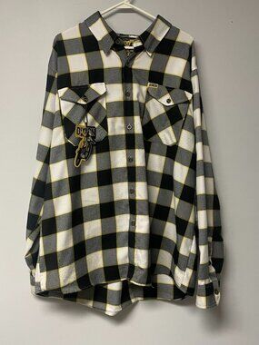 Dixxon Flannel Co Hurricane Mens 2X Black White Plaid Button Up Original Tag
